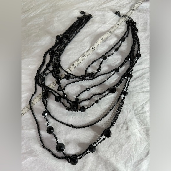 Gorgeous black multi chain necklace with faceted beads - Picture 4 of 4